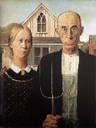 Grant Wood America-s Gothic oil painting on canvas